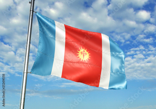 Santiago del Estero province of Argentina flag waving3D illustration photo