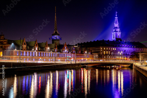 Photography Copenhagen light festival Børsen outside blue