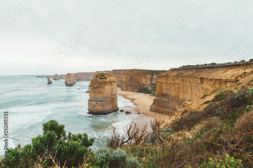 The twelve Apostles is the famous place in Great Ocean Road in Victoria, Australia.