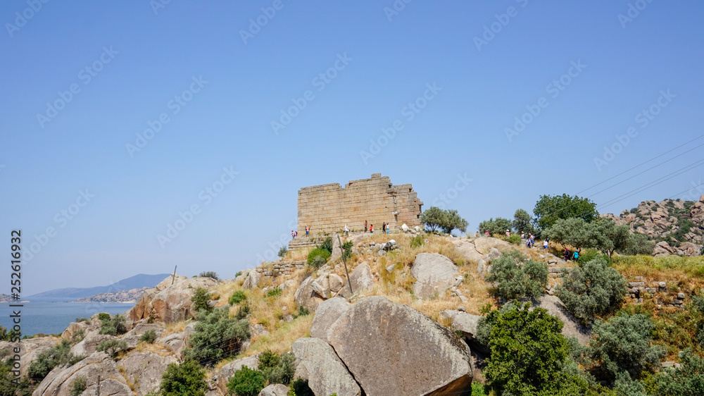 Lake of Bafa and old castle ruins Lake of Bafa and old castle ruins