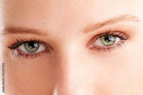 Cropped shot of woman's green colored eye
