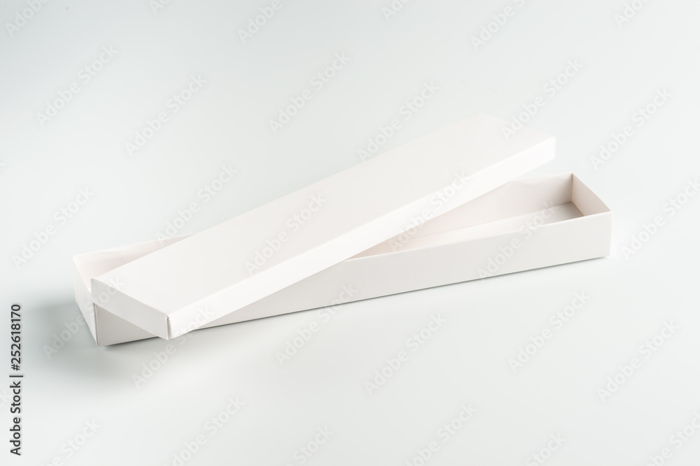 white rectangular cardboard box on a white background, moke up white rectangular cardboard box on a white background, moke up