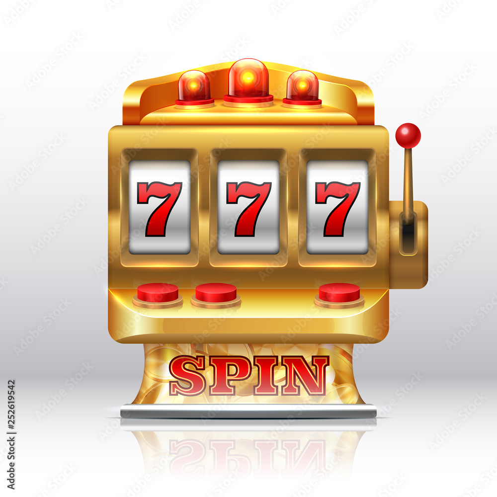 777 jackpot slot machine. Golden casino spin, isolated gambling prize machine. Vector realistic 3D game spinning slot machine Stock Vector | Adobe Stock