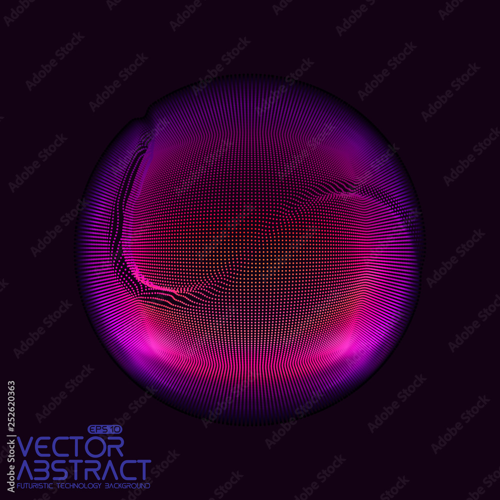 Vector abstract sphere of particles, points array. Futuristic vector ...