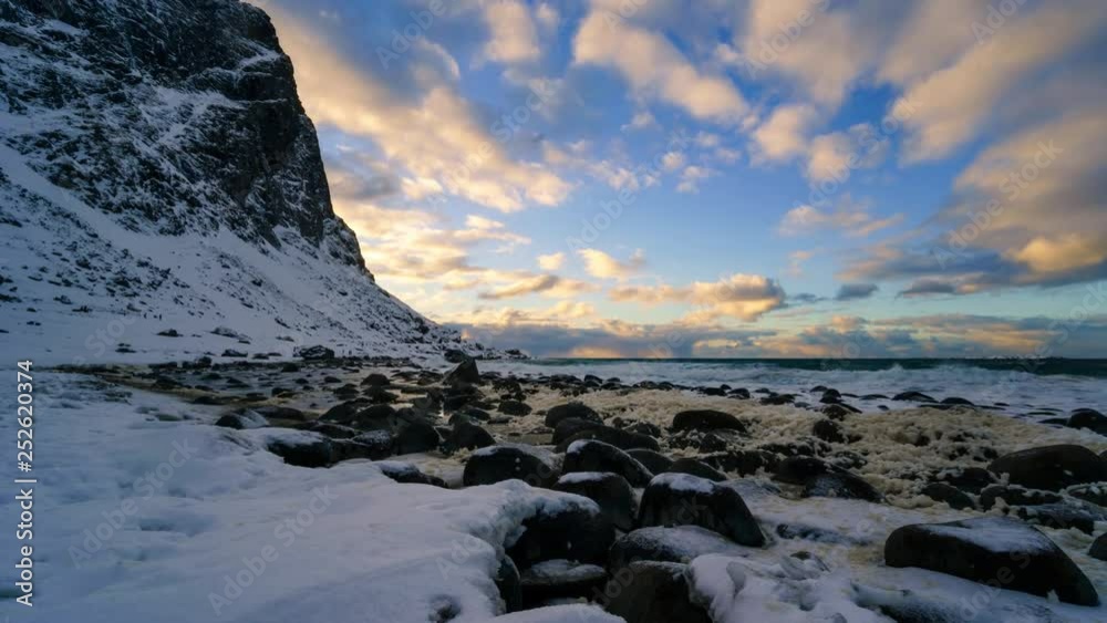 4K Motion Timelapse Uttakleiv Beach at sunset, Lofoten, Norway 4K Motion Timelapse Uttakleiv Beach at sunset, Lofoten, Norway