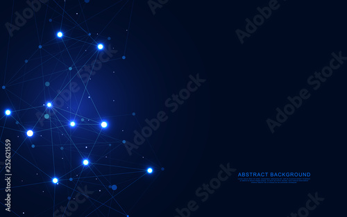 Global network connection. Abstract geometric background with connecting dots and lines. Digital technology and communication concept.