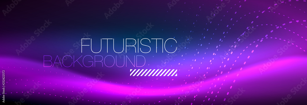 Glowing abstract wave on dark, shiny motion, magic space light. Vector techno abstract background Glowing abstract wave on dark, shiny motion, magic space light. Vector techno abstract background