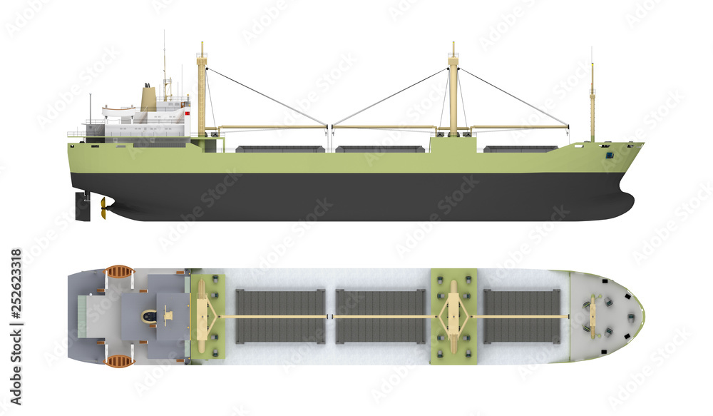 Fototapeta premium empty cargo ship with cranes