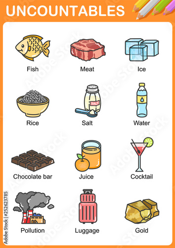 Nouns the can be  uncountable - Worksheet for education.