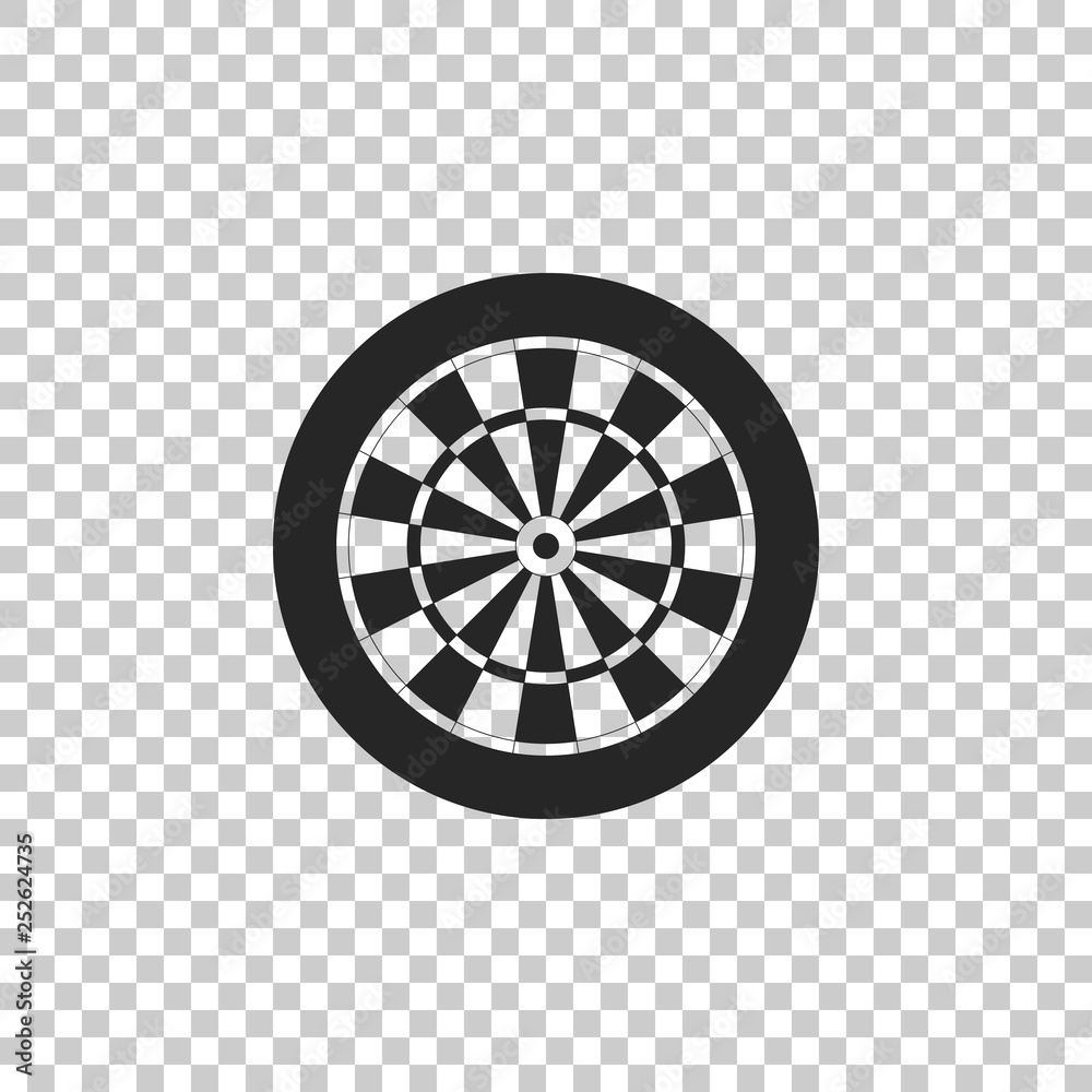 Classic darts board with twenty black and white sectors icon isolated on  transparent background. Dart board sign. Dartboard sign. Game concept. Flat  design. Vector Illustration Stock Vector | Adobe Stock