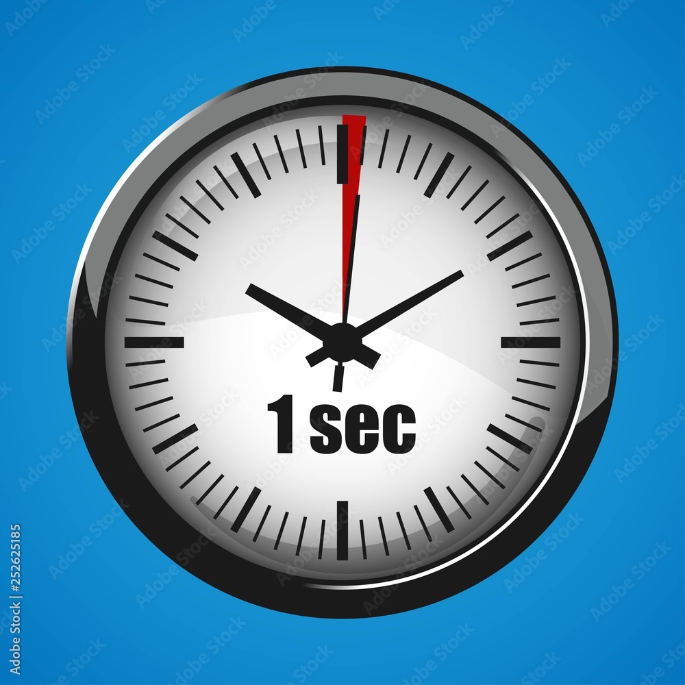 Seventeen Seconds Clock on blue background. Clock 3d icon. Seventeen Seconds Clock on blue background. Clock 3d icon.