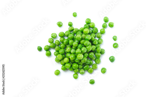 Canvastavla green peas on white background.