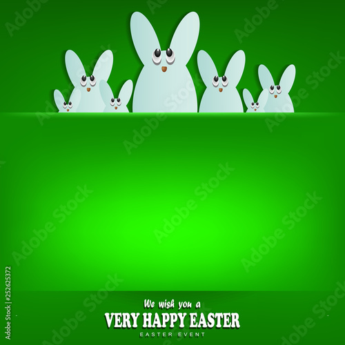 Easter green composition with a silhouette of rabbits in a pocket,
