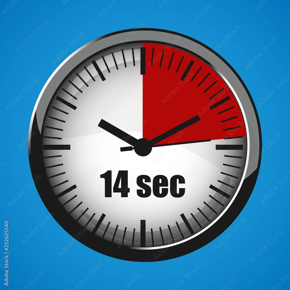 Seventeen Seconds Clock on blue background. Clock 3d icon. Seventeen Seconds Clock on blue background. Clock 3d icon.