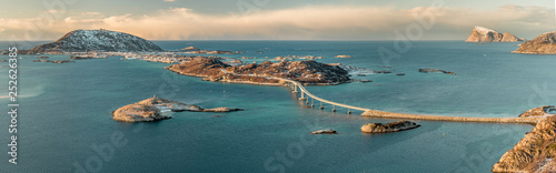 Panoramic view of Sommaroya with bridge and archipelago near town Tromso, Norway photo