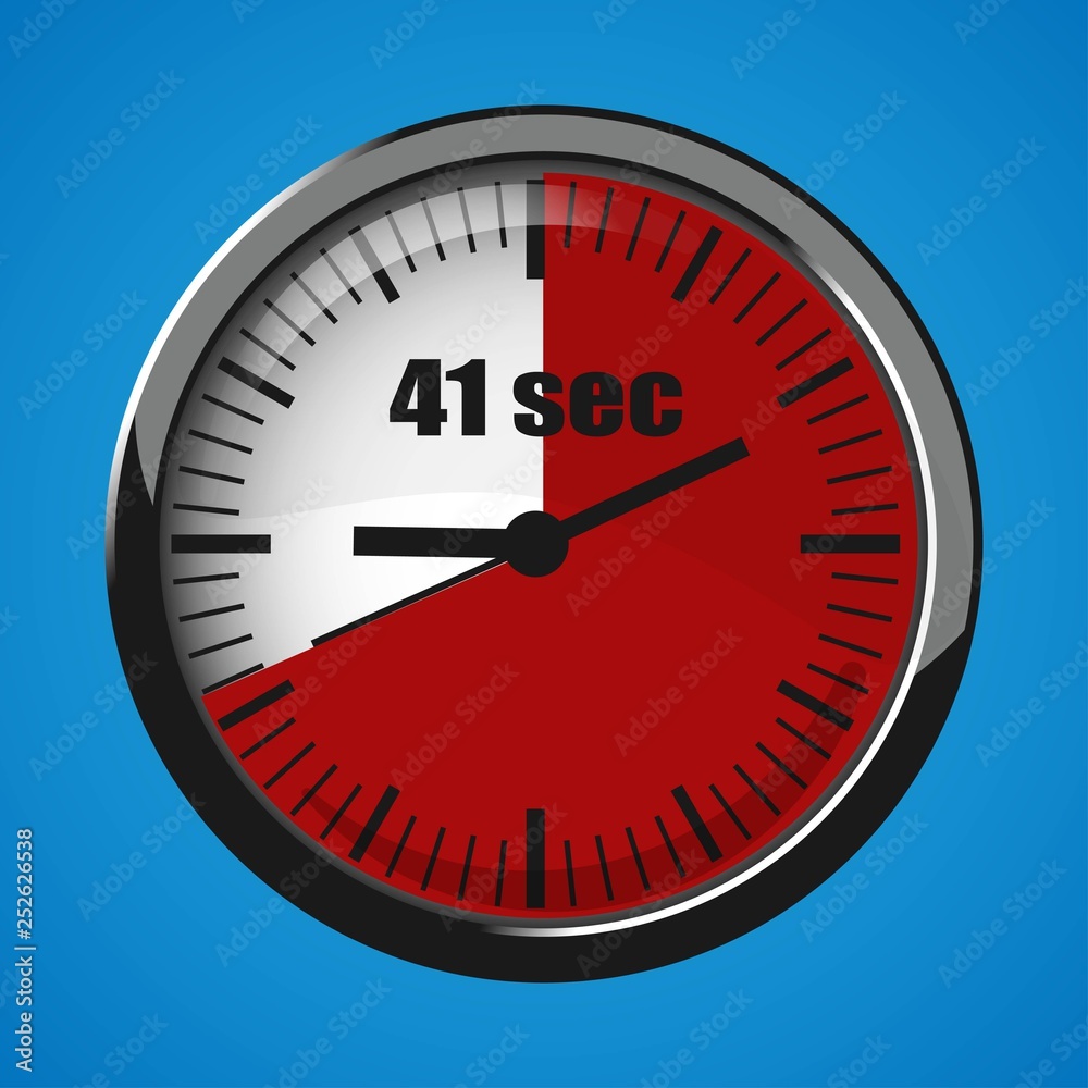 Seventeen Seconds Clock on blue background. Clock 3d icon. Seventeen Seconds Clock on blue background. Clock 3d icon.