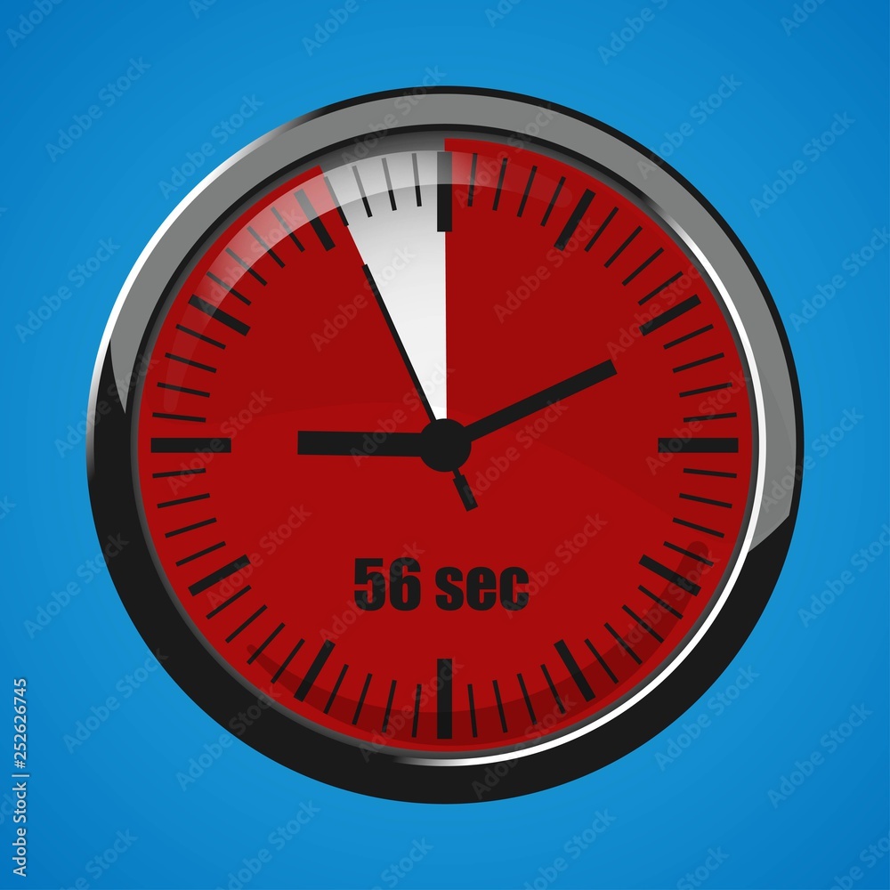 Seventeen Seconds Clock on blue background. Clock 3d icon. Seventeen Seconds Clock on blue background. Clock 3d icon.