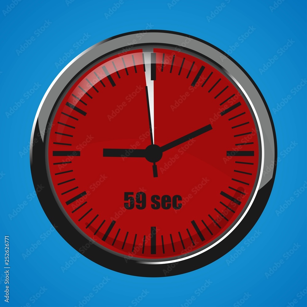 Seventeen Seconds Clock on blue background. Clock 3d icon. Seventeen Seconds Clock on blue background. Clock 3d icon.