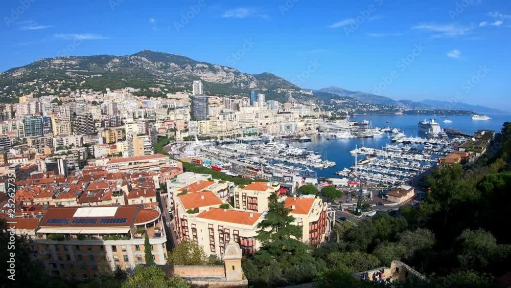 Aerial view of the Monaco cityscape with many residence and roof Aerial view of the Monaco cityscape with many residence and roof