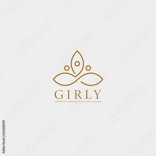 beauty cosmetic line art logo template vector illustration icon element