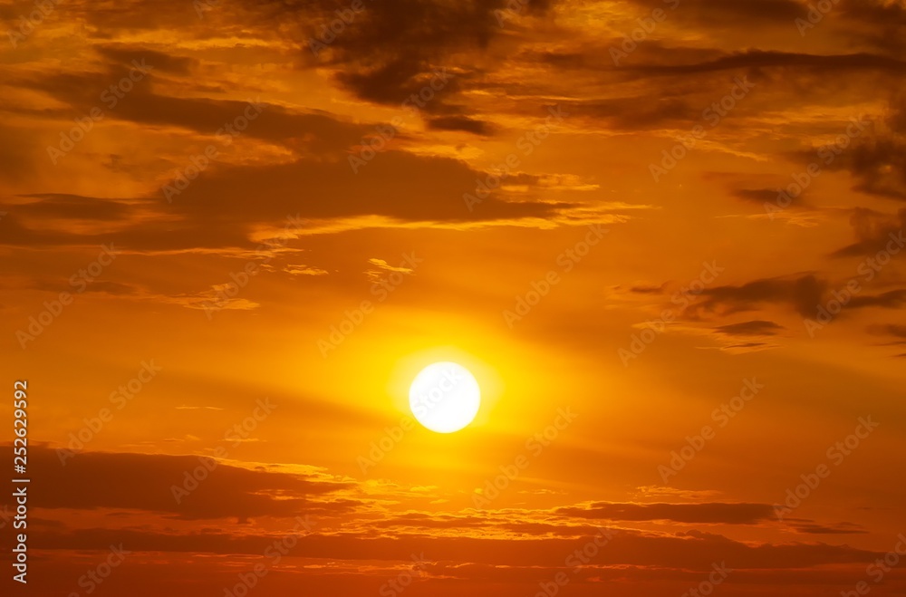 The sun and cloud on the sky at golden hour time background Stock Photo |  Adobe Stock