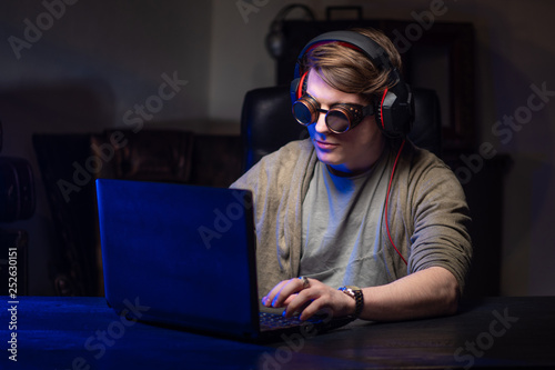 Hacker. A man at the comput...