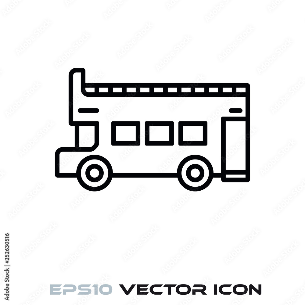 Open Top Doubledecker bus vector line icon