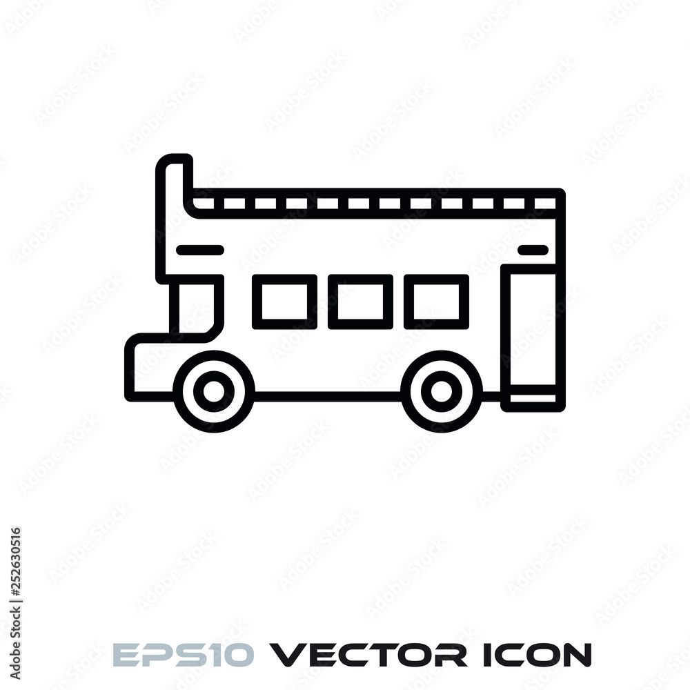 Open Top Doubledecker bus vector line icon Open Top Doubledecker bus vector line icon