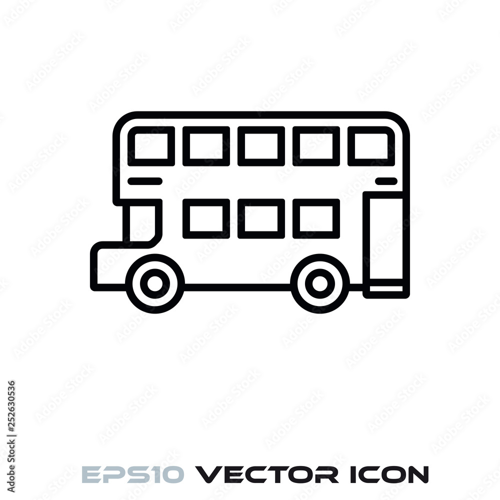 Doubledecker bus vector line icon