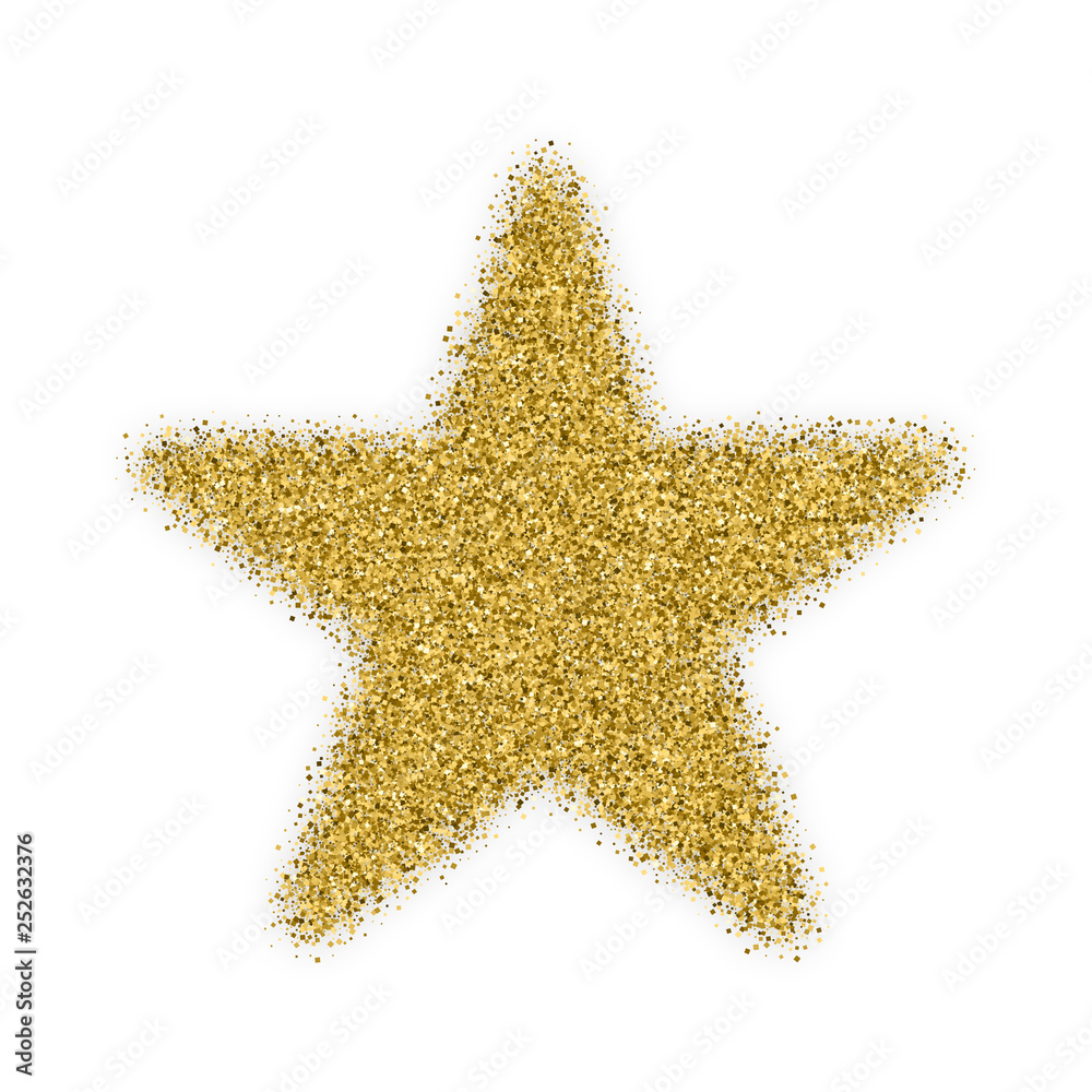 Gold Star With Bland Shadows Isolated On White Background. Winner Badge. Quality Icon. Abstract Golden Glitter Texture. Vector Illustration, Eps 10. Gold Star With Bland Shadows Isolated On White Background. Winner Badge. Quality Icon. Abstract Golden Glitter Texture. Vector Illustration, Eps 10.