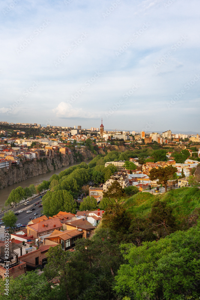 Panorama view of Tbilisi from Narikala fortress. Capital of Georgia country.