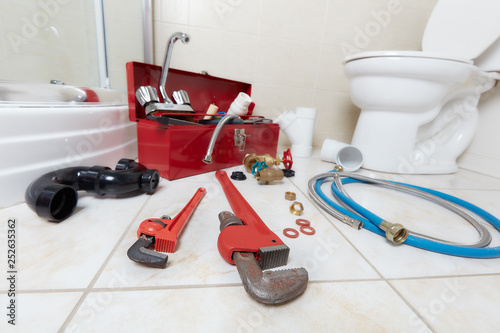 Plumbing constraction tools. photo