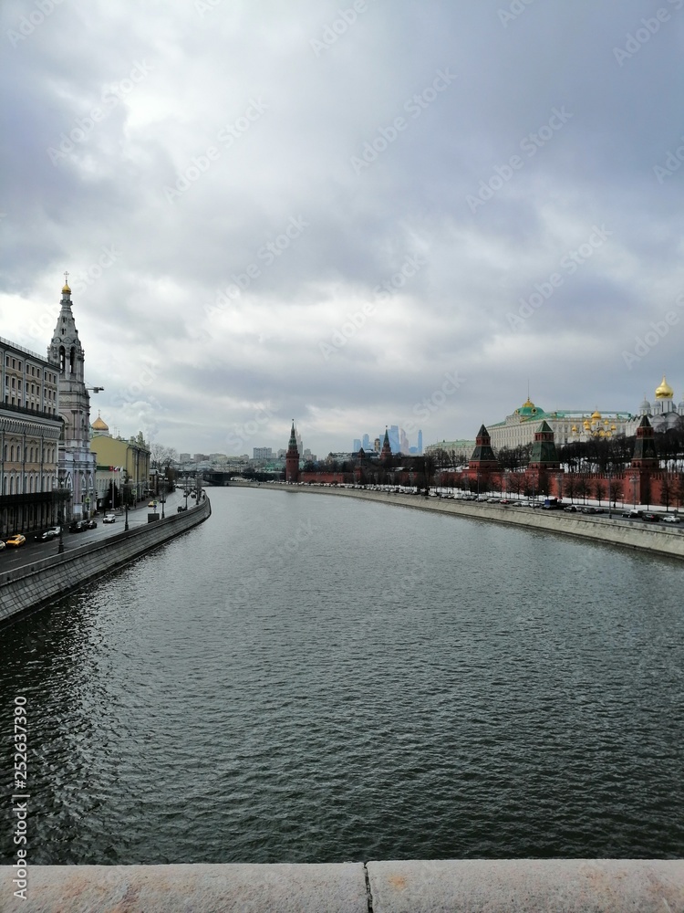 view from the bridge to the river     