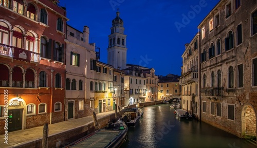 Italy beauty, night canal street in Venice, Venezia