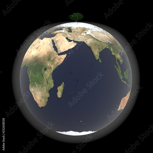 Fototapeta Naklejka Na Ścianę i Meble -  Dust around the world except where there are trees,Elements of this image furnished by NASA,3D rendering