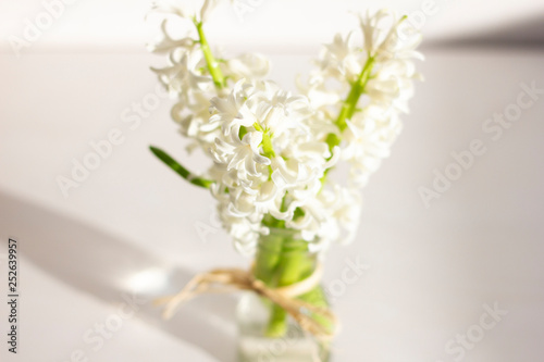 bouquet of white hyacinths of the valley