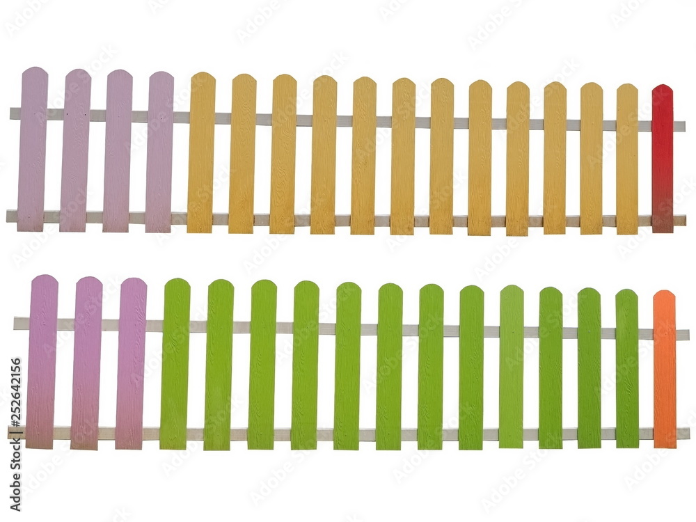 Multicolor fence on white background. Multicolor fence on white background.