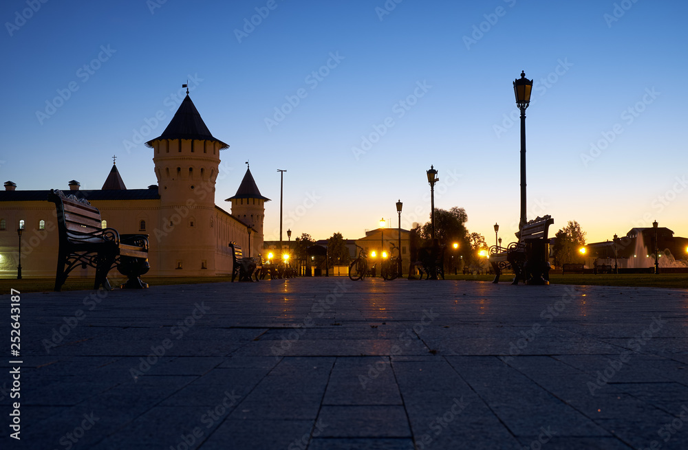 The evening view of the Red square. Tobolsk. Russia