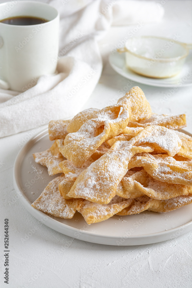 Faworki, Chrusty, Angel Wings - traditional Polish pastries served during Carnival Fat Thursday, just befor Lent.