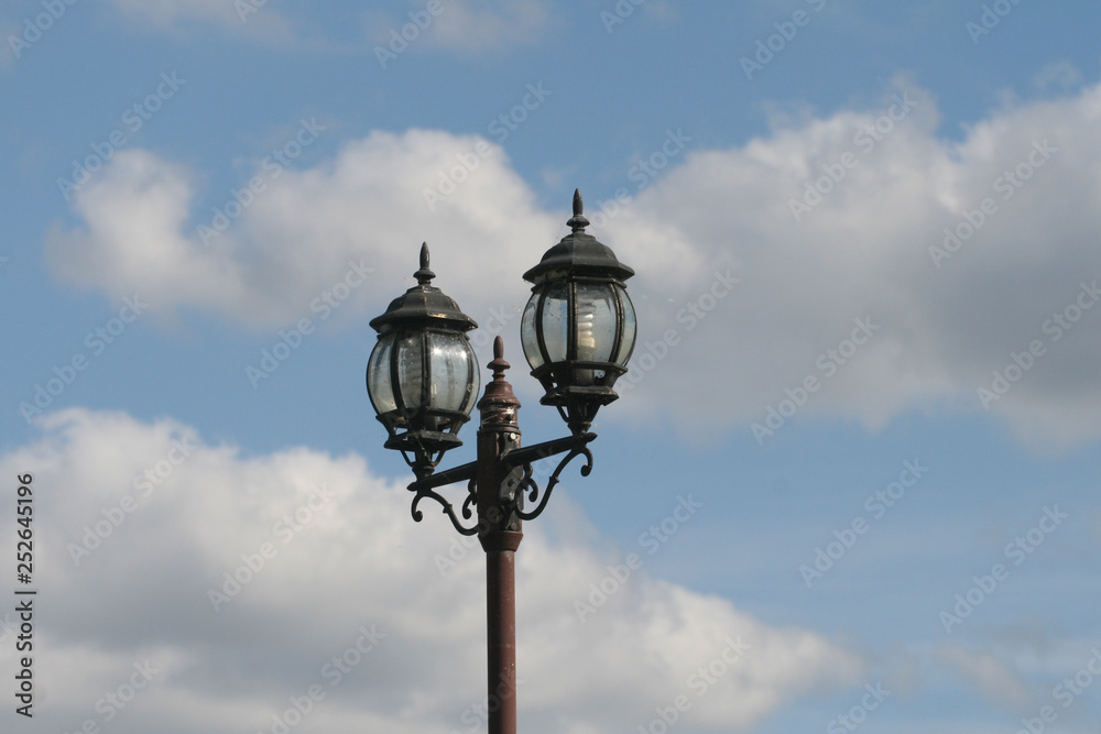 street lamp on blue sky background