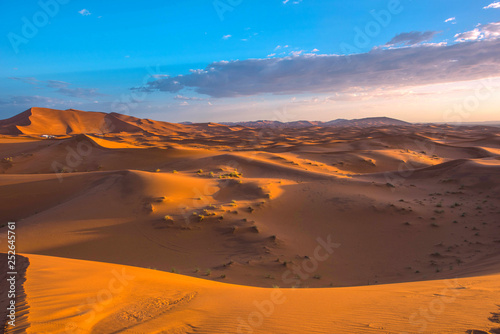 The beauty of the sand dunes in the Sahara Desert in Morocco.