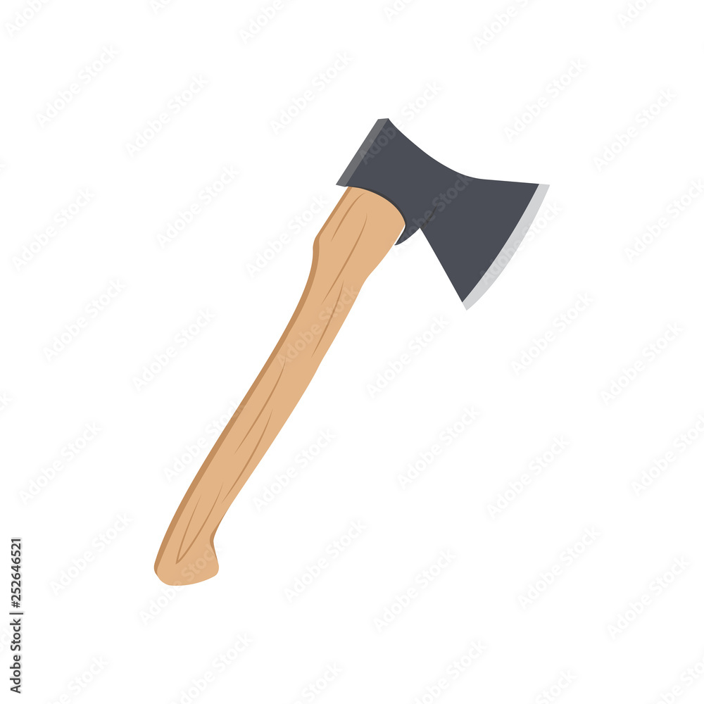 Metal ax with handle made of wood Metal ax with handle made of wood