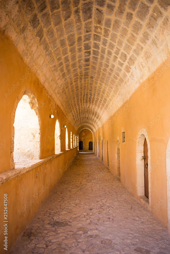 Passageway in the West Gate at the Arkadi Monastery, Arkadi, Crete, Greece
