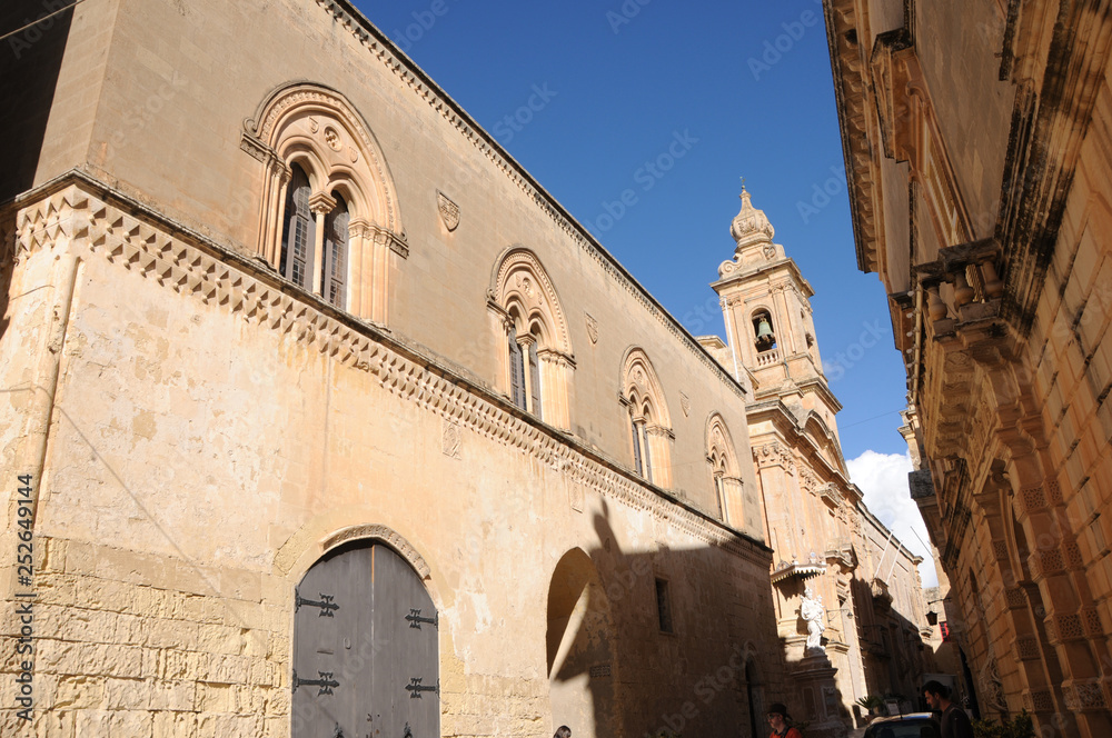 The historic church in theMedina of Valetta, capital city of Malta Island