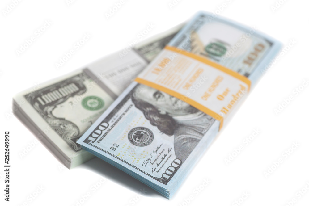 Denomination in one million and one hundred dollars bills with tape Denomination in one million and one hundred dollars bills with tape