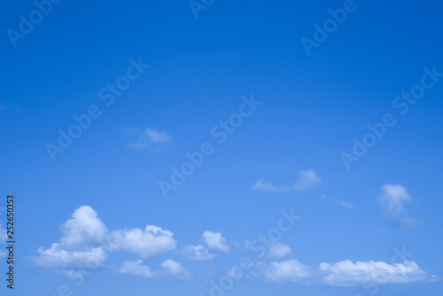 Fototapeta Naklejka Na Ścianę i Meble -  Blue sky background and white clouds with copy space, good for message and background.
