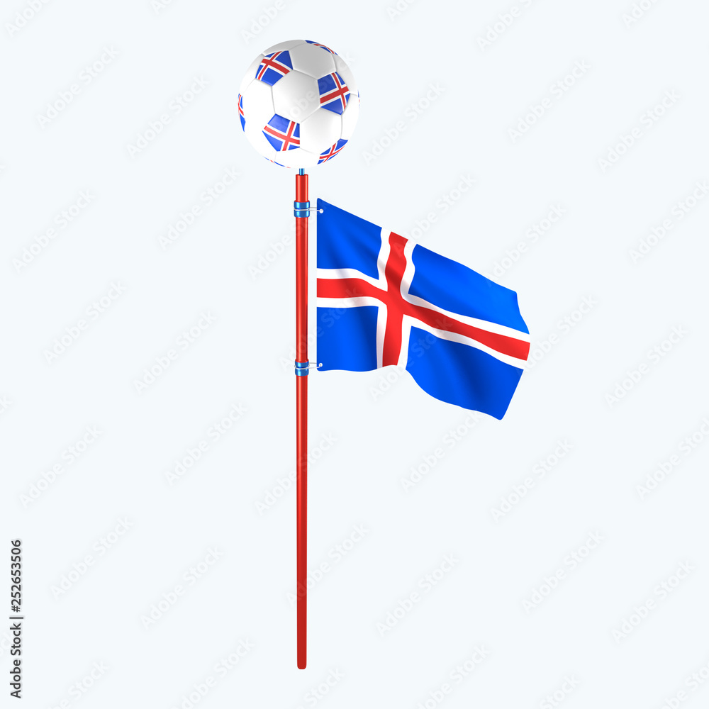 3D rendered country flag with soccerball