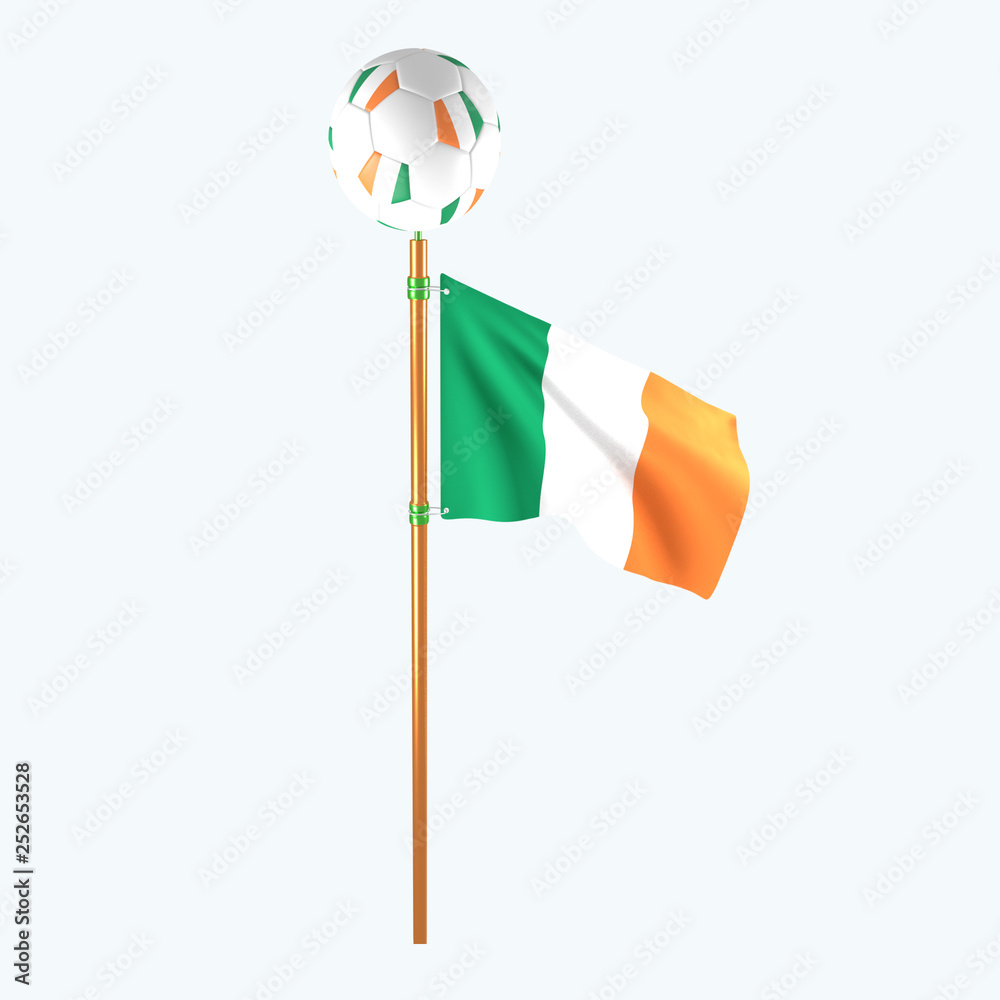 3D rendered country flag with soccerball