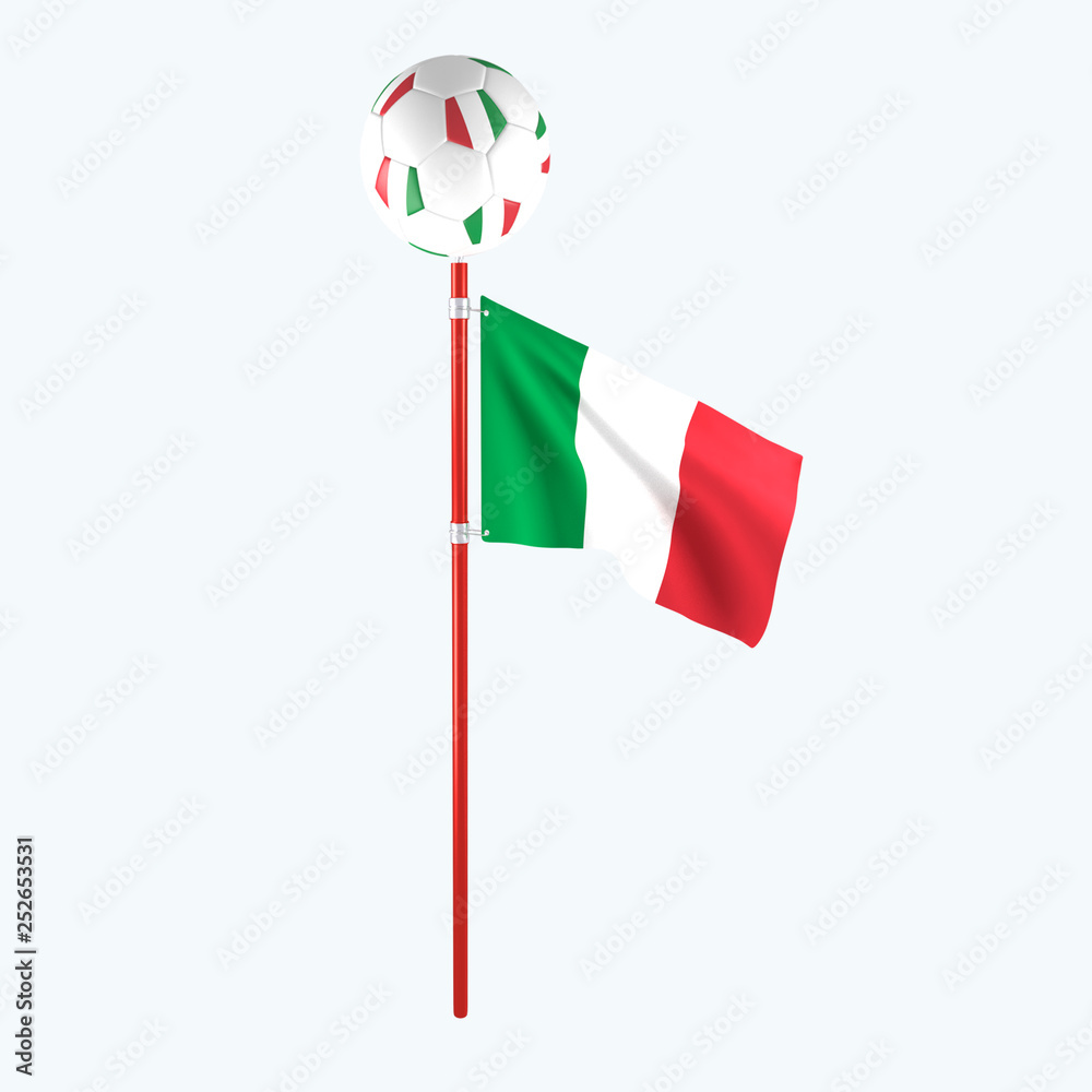 3D rendered country flag with soccerball