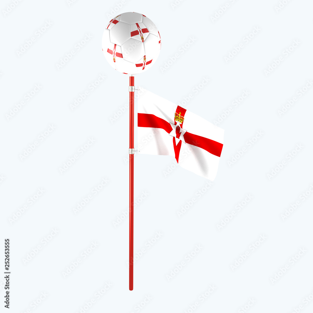 3D rendered country flag with soccerball